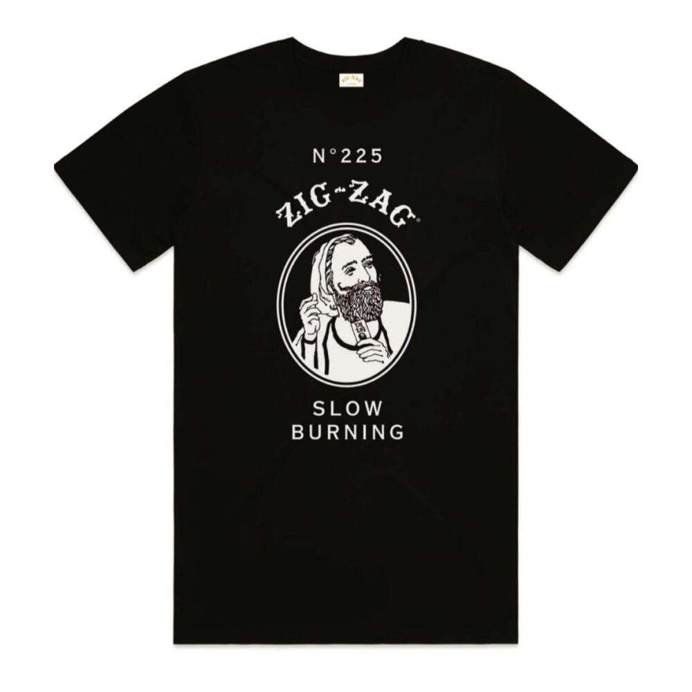 Zig-Zag Slow Burning Graphic T-Shirt - Small Iconic Black Tee